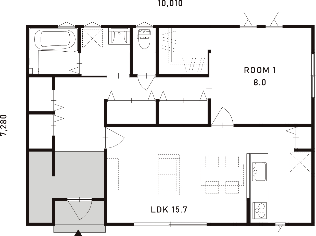 サムラホームの規格住宅rest.の間取り図